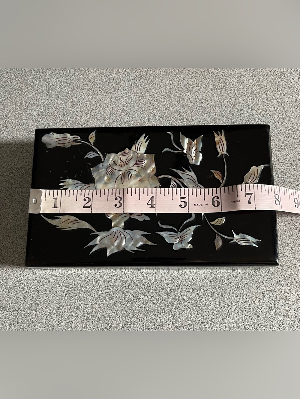 Vintage Mother of Pearl Floral Black Decorative Box - Picture 7 of 14